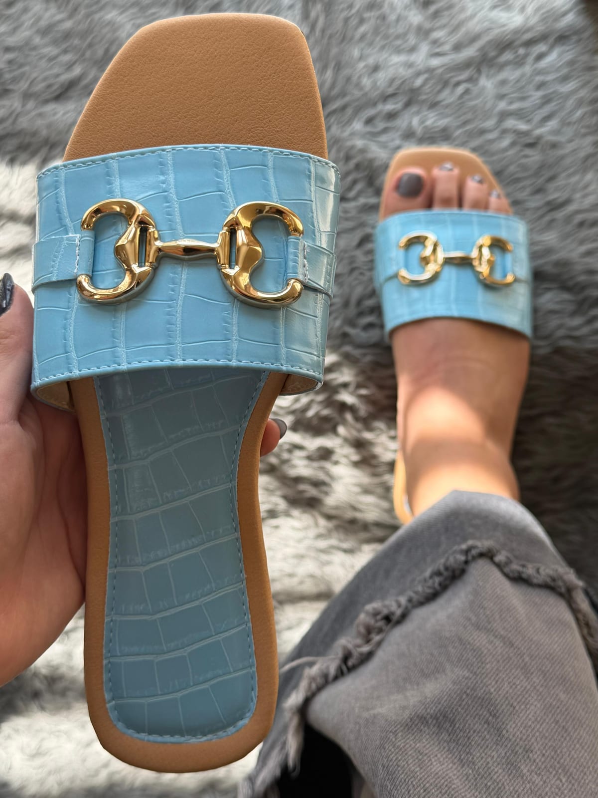 Sandalia drilo herraje - Azul cielo