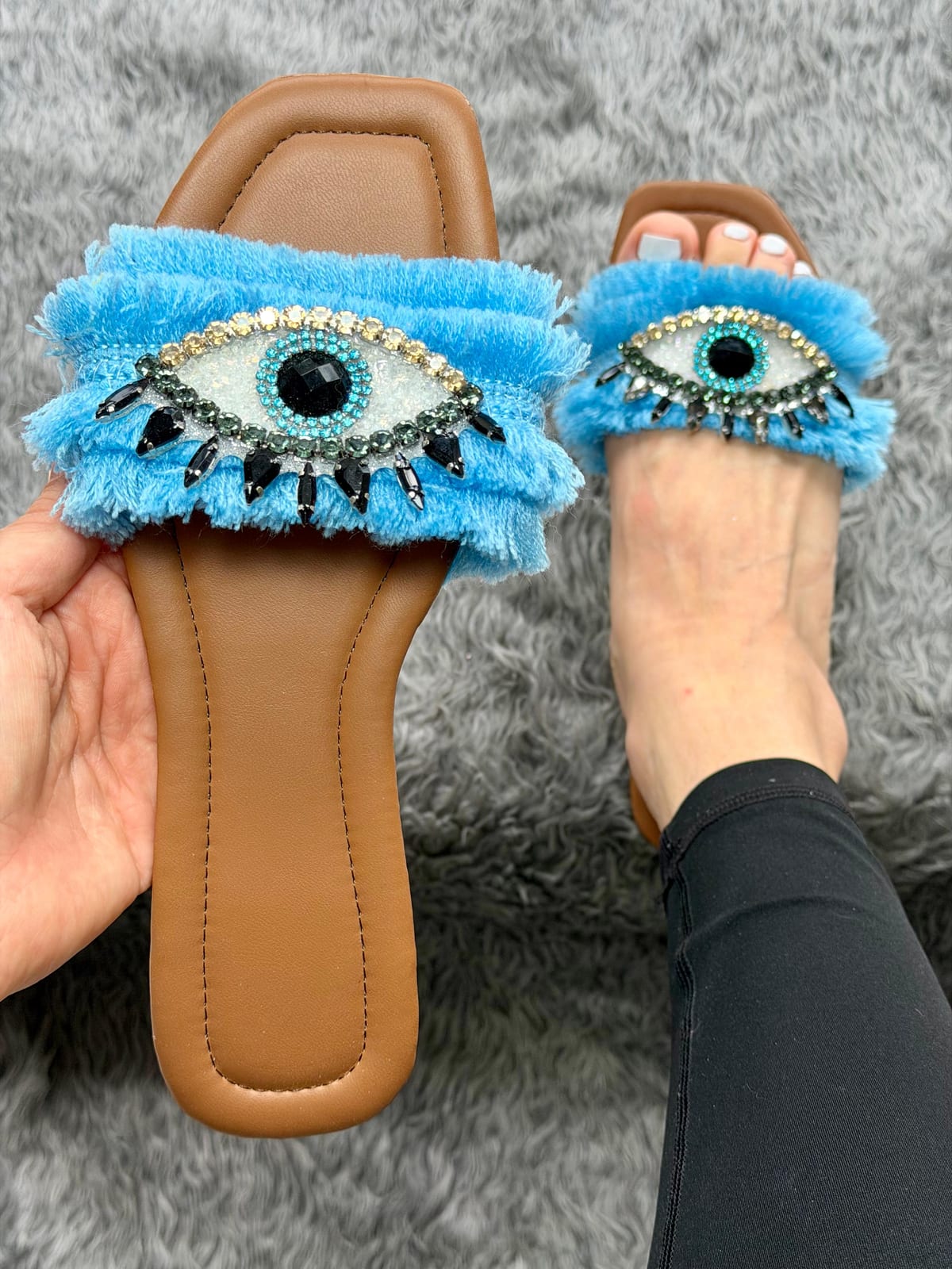 Sandalia tela ojo - Azul