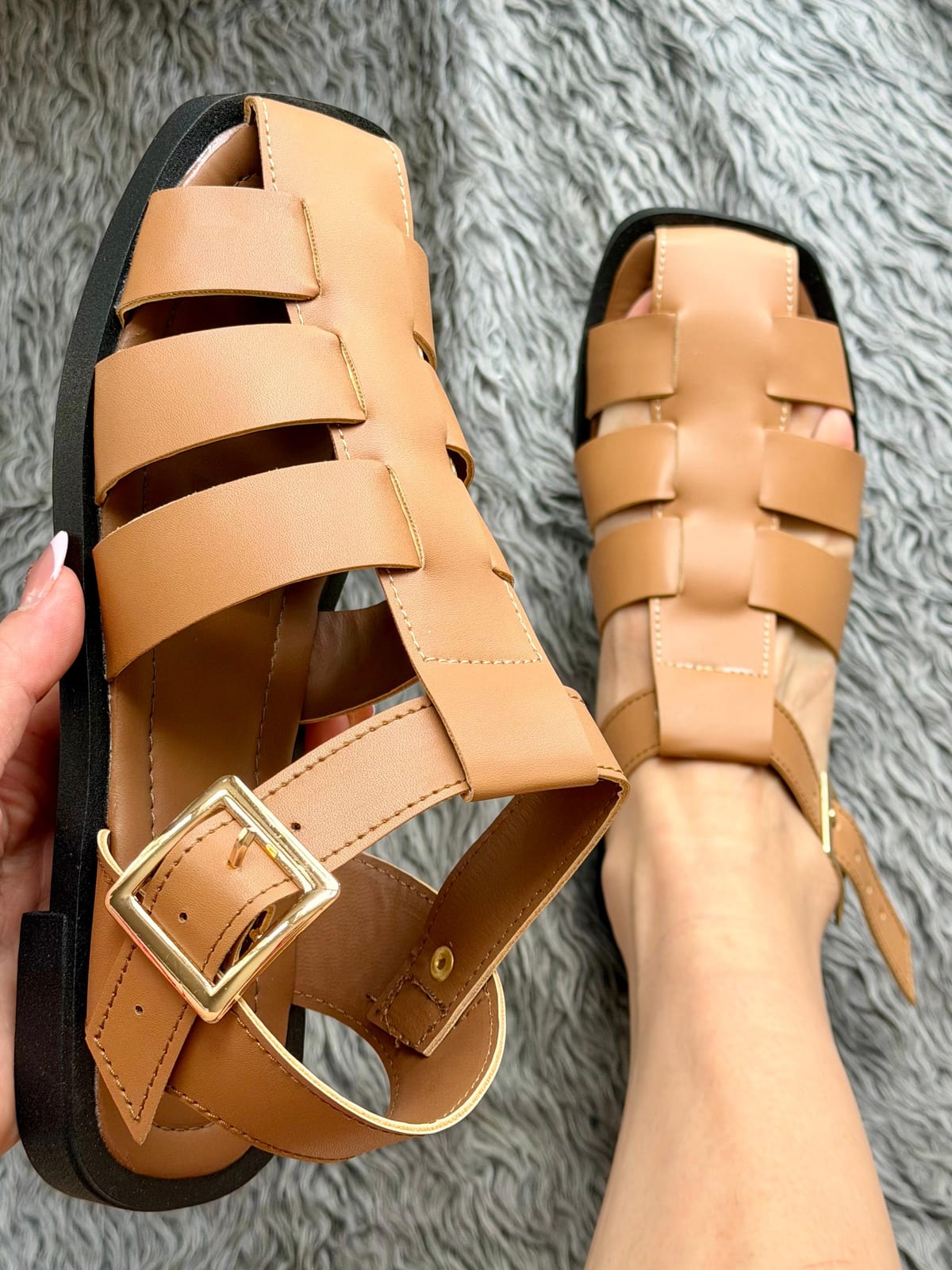 Huarache con tiras - Camel