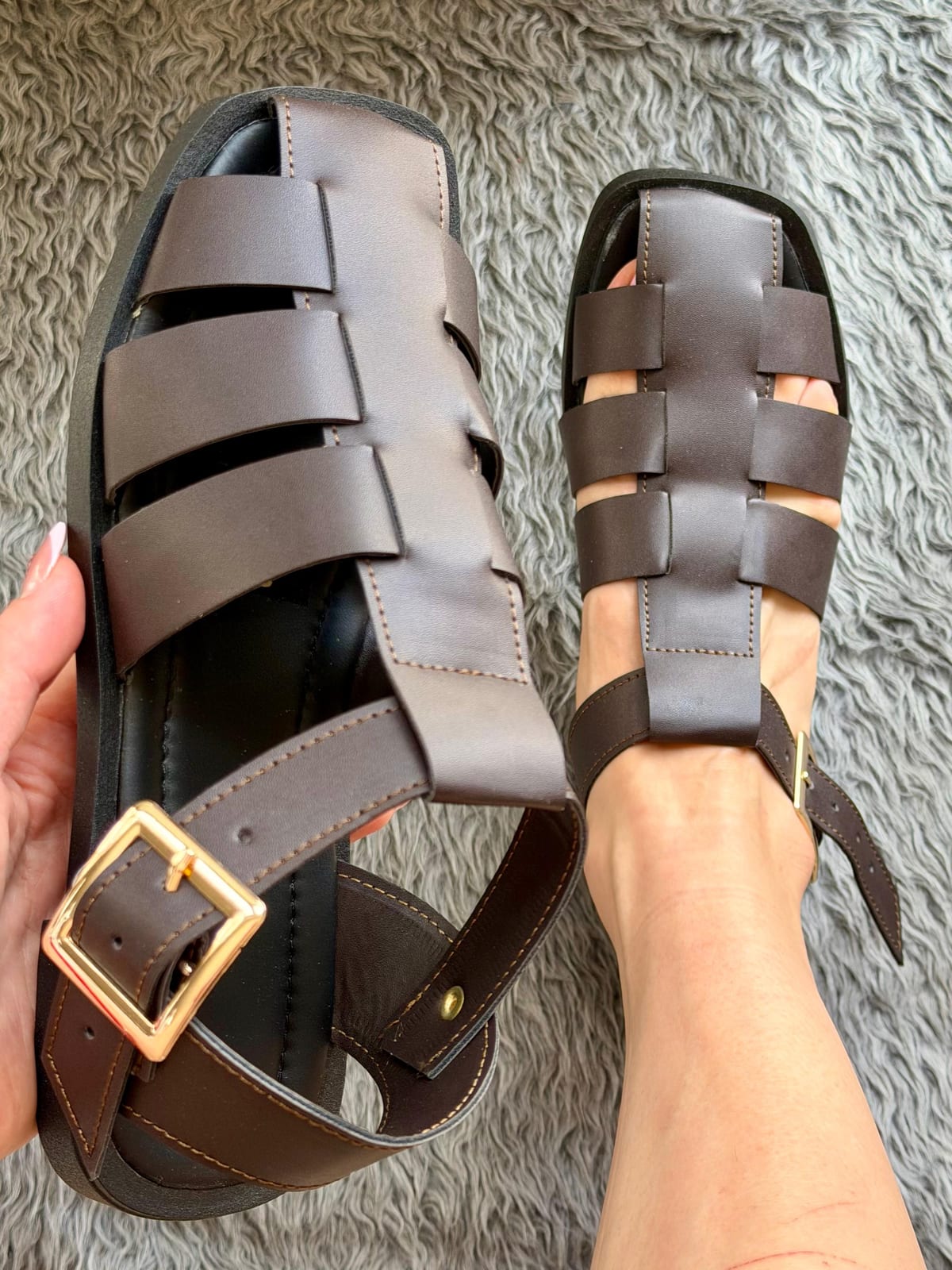 Huarache con tiras - Chocolate