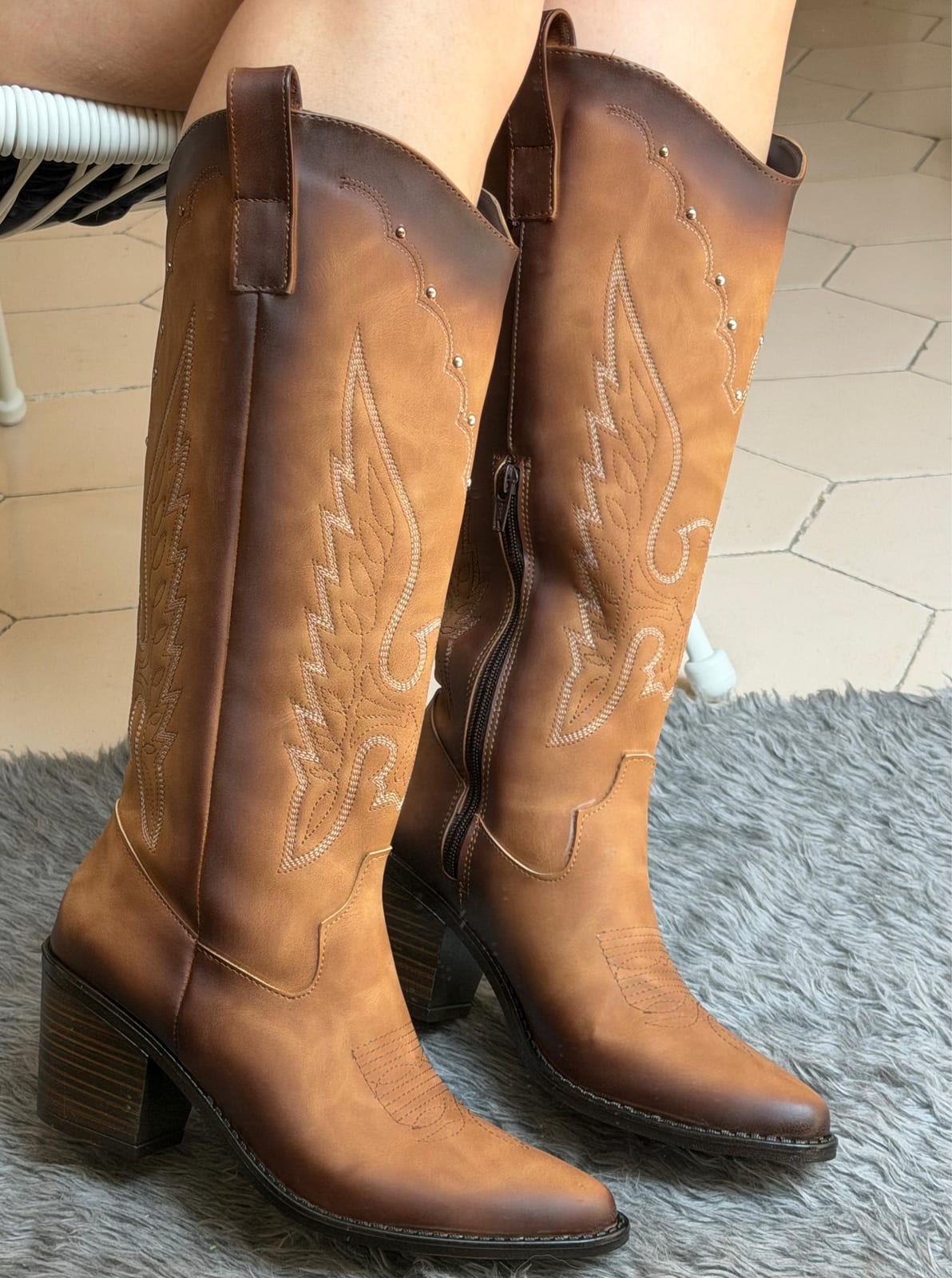 Bota vaquera alta aguila tisa - Camel