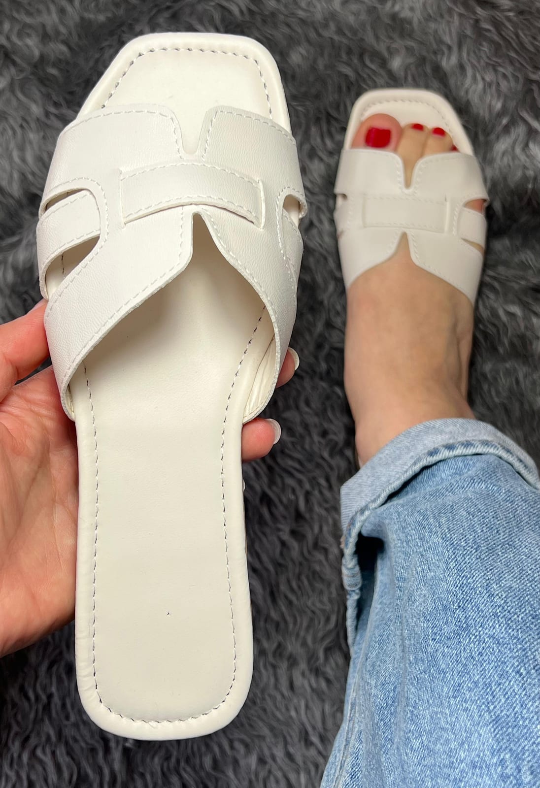 Sandalia H  con tira - Blanco