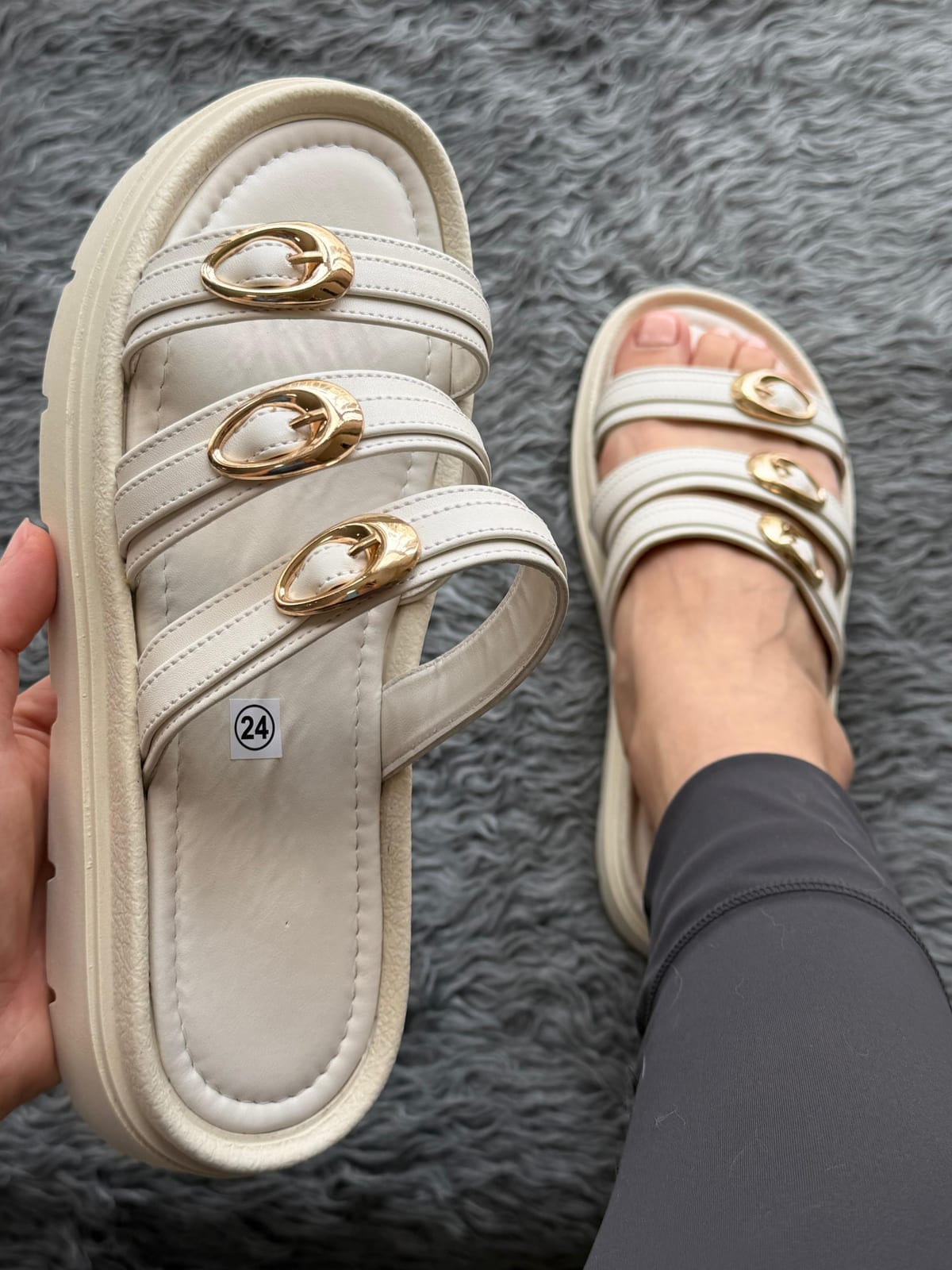 Huarache 3 tiras - Latte